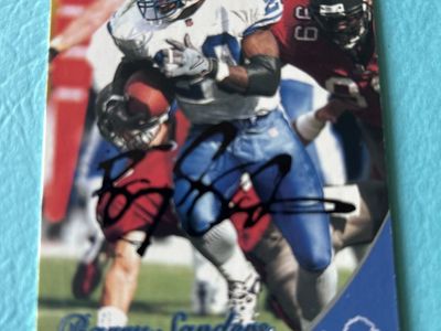 Barry Sanders Autograph Detroit Lions Hand Signed NFL Football Card