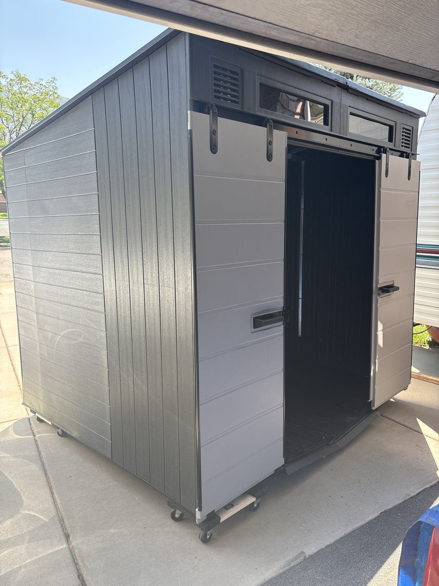 Suncast 8' x 7' Outdoor Resin Storage Shed - Gray