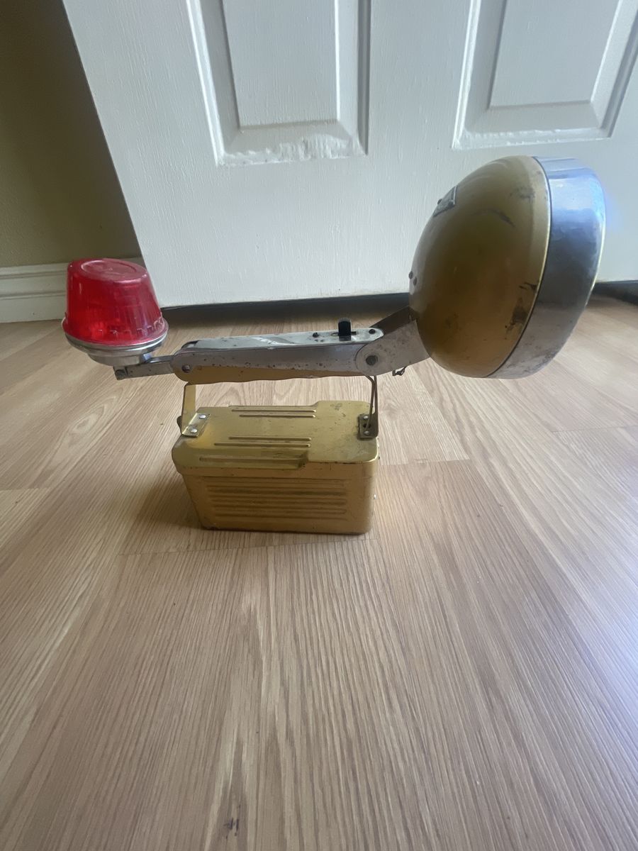 Vintage Yellow Industrial Lantern with Red Beacon - non working Condition