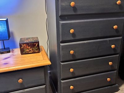 Dresser + Nightstand Set – Solid Wood (Dark Blue)