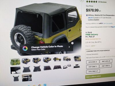 JEEP 97-06 WRANGLER TJ W/F # J133907 OPEN TO OFFERS TRADES