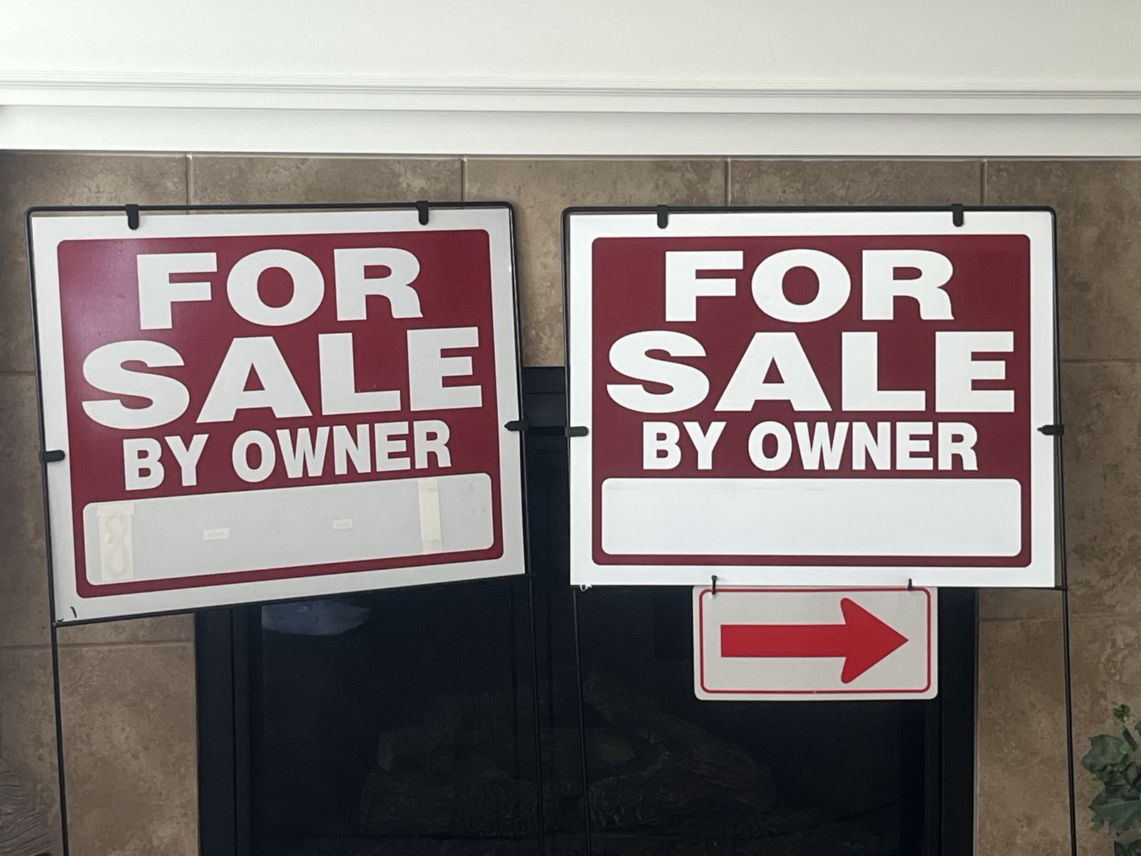 2 For Sale By Owner Signs with Stakes & Arrow - FSBO Yard Signs