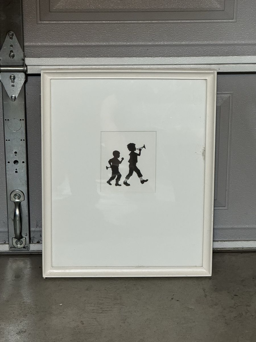 Framed Silhouette Art Print of Children Playing Horns