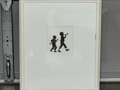 Framed Silhouette Art Print of Children Playing Horns