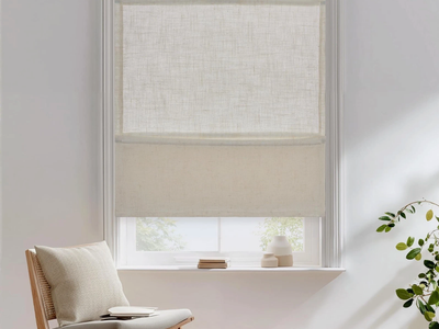 StangH Cordless Magnetic Roman Shade Linen Light Filtering Door Blind 26x64