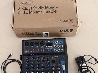 Pyle PMXU63BT 6-Channel Bluetooth Studio Audio Mixer Console with Power Adapter