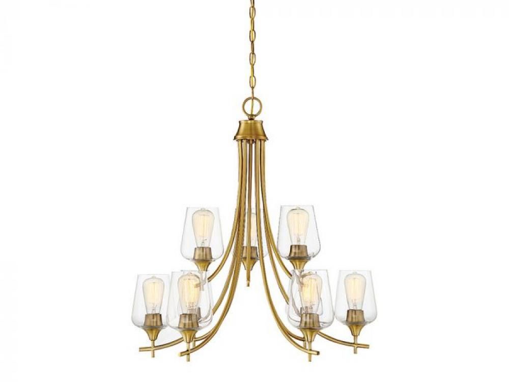Transitional / Modern Traditional 9 Light Chandelier in Brass