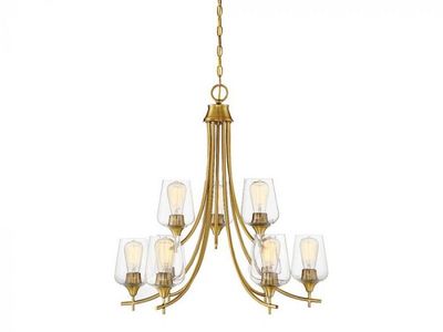 Transitional / Modern Traditional 9 Light Chandelier in Brass