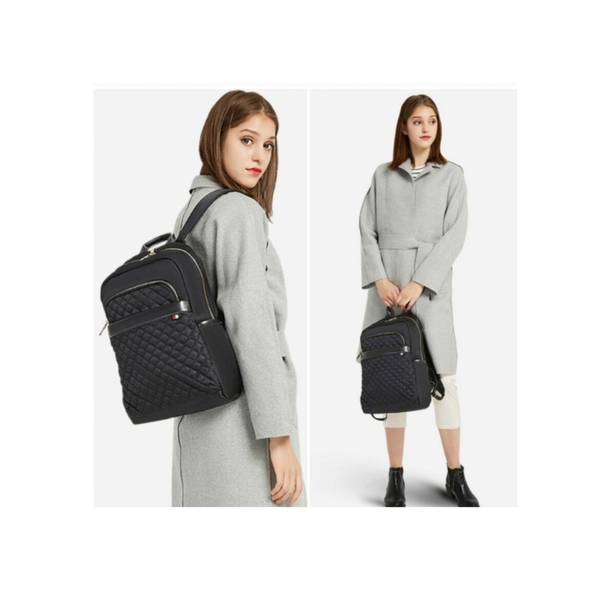 Nordace Ellie Quilted Backpack – Black – USB Charging Port – Like New