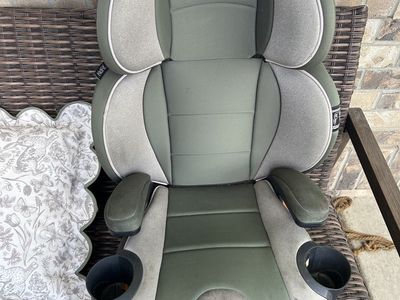 Chicco KidFit High Back Booster Seat - Olive Green with LATCH System & Cup Holders