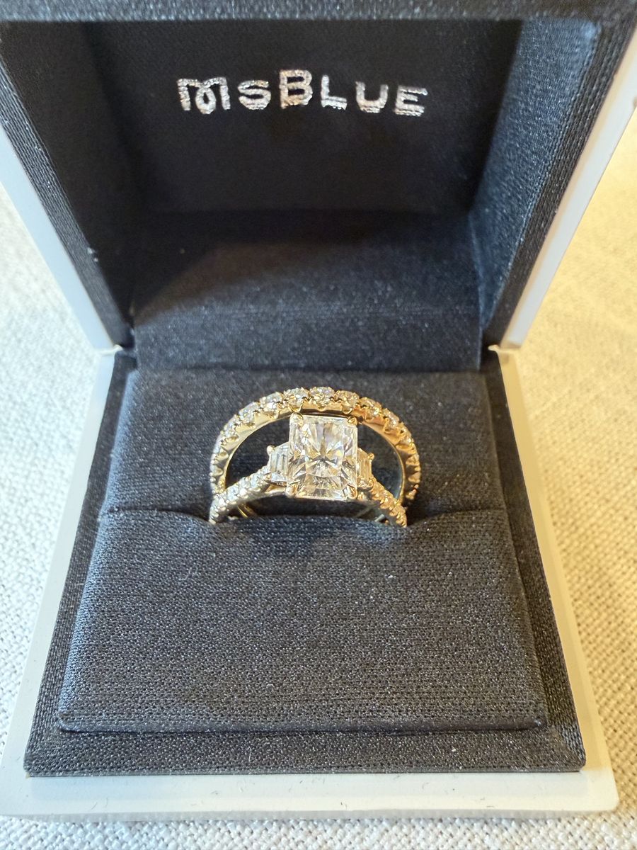 Moissanite Wedding Ring & Engagement Band