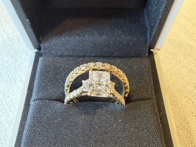 Moissanite Wedding Ring & Engagement Band