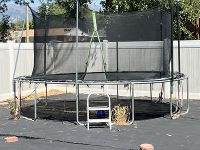 Large Round Outdoor Trampoline with Enclosure - Used Condition