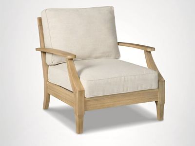 Signature Design by Ashley Clare View Outdoor Lounge Chair, Eucalyptus Wood Frame, 5-Step Protective Finish, Nuvella Fabric Cush