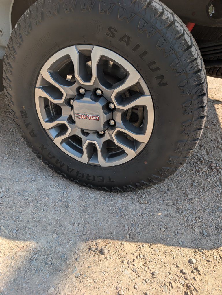 I have a set of 4 Sailun Terramax AT2 LT275/70R18 Tire on GMC 18-Inch Alloy Wheel