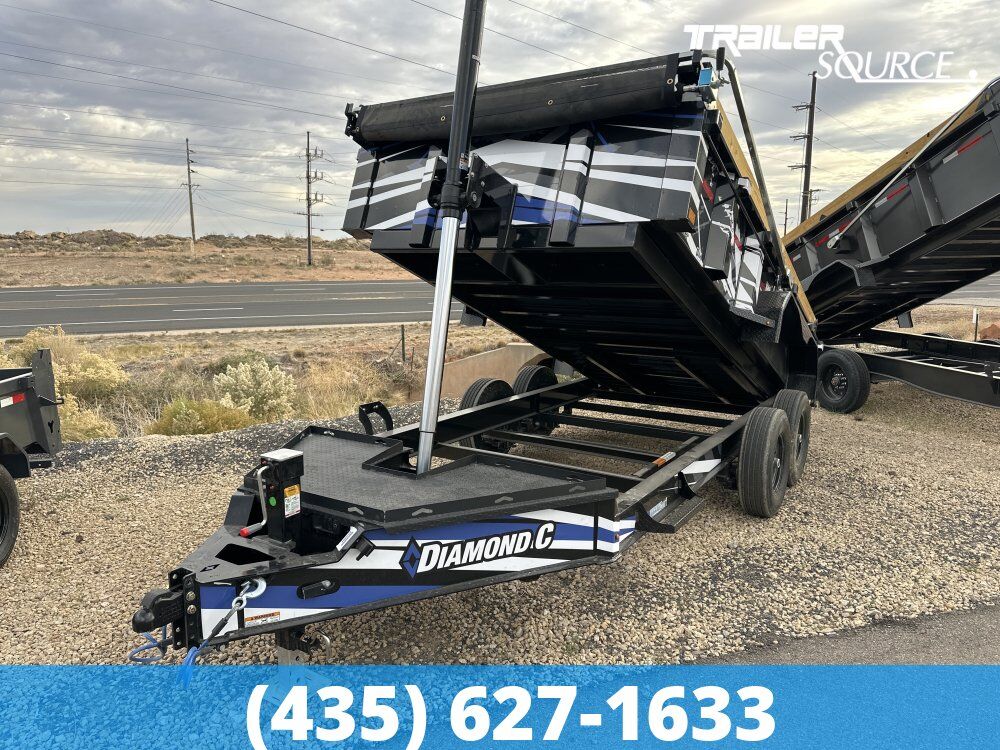7x14 Diamond C LPT 207 Dump Trailer - 24" Sides - 15.5K GVWR 14 Ply Tires, Board Brackets, Custom Graphics, Long Arm Tarp