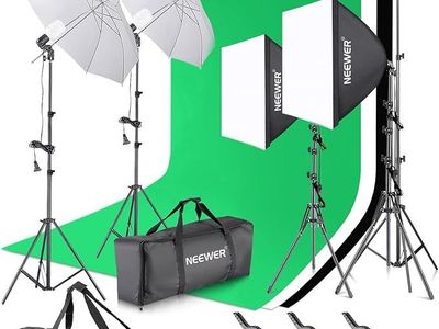 NEEWER NK100 Photography Lighting kit with Backdrops, 8.5x10ft Backdrop Stands, 5700K 800W Equivalent 24W LED Umbrella Softbox