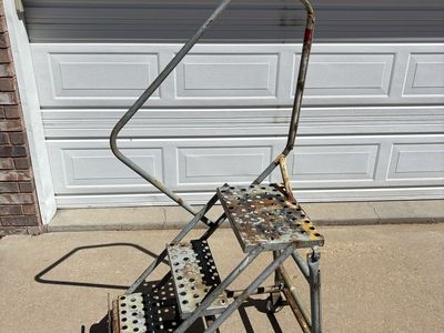 Used Modified Cotterman Rolling Steel Safety Ladder 3-Step with Handrailling.