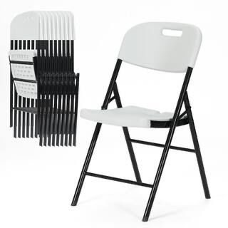 Durable Sturdy Plastic Folding Chair Capacity ,White,Set of 10
