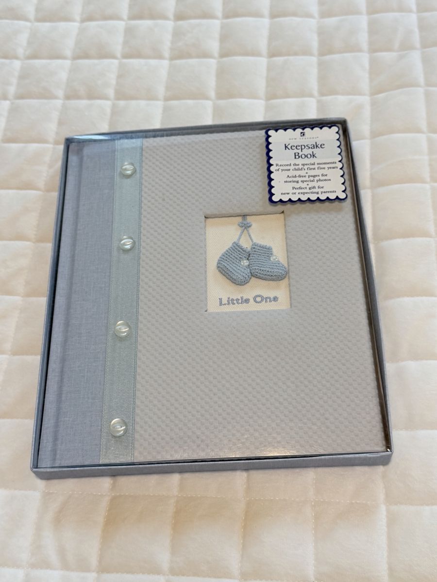 New Expressions Little One Baby Keepsake Book and Memory Box Set Blue