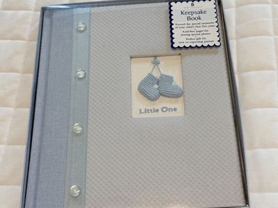 New Expressions Little One Baby Keepsake Book and Memory Box Set Blue