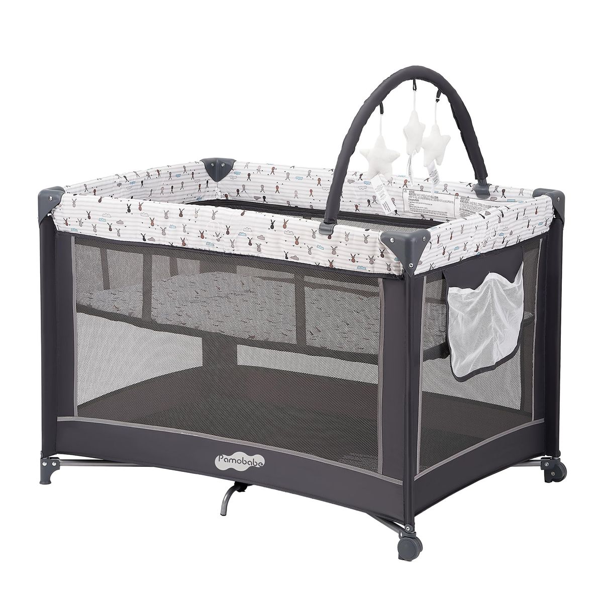 New Pamo Babe Pack and Play with Bassinet, Portable Playard for Baby