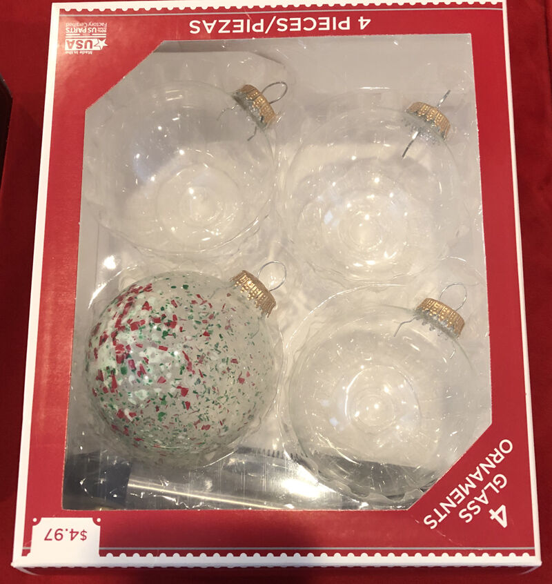 4 Glass Christmas Ornaments