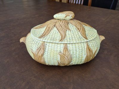 Vintage Ceramic Corn on the Cob Covered Casserole Dish
with Lid
