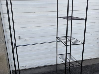 **FREE** Black Metal Garment Rack with Shelves, Storage Organizer, 73" Tall !!!!FREE!!!!!!! Just pick up.