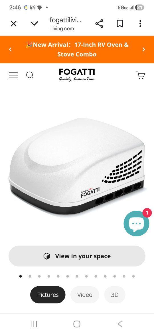 fogatti instacool 135 II RV rooftop air conditione