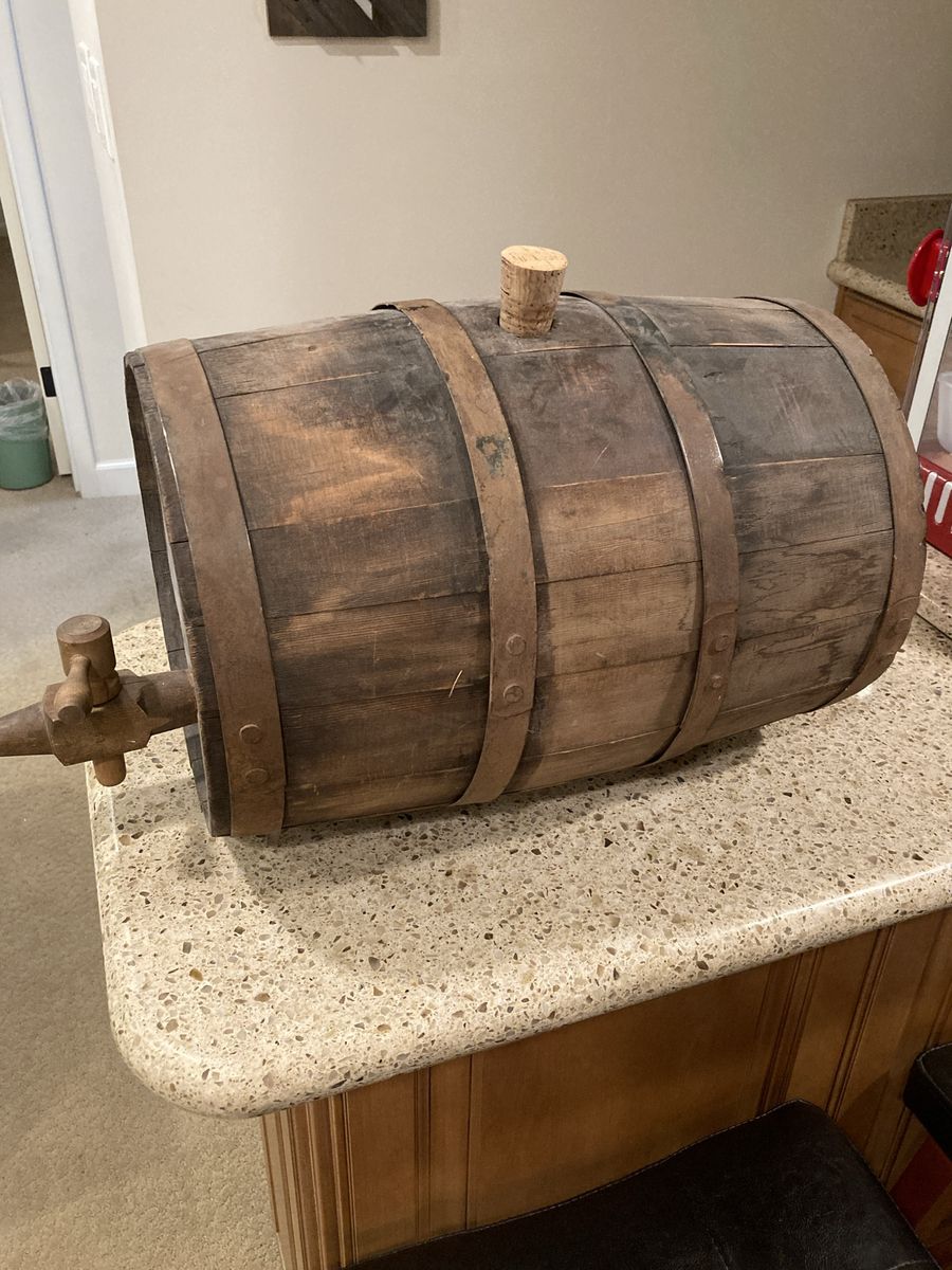 Vintage Wooden Keg Barrel with Spigot - Rustic Farmhouse Decor