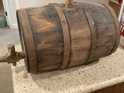 Vintage Wooden Keg Barrel with Spigot - Rustic Farmhouse Decor