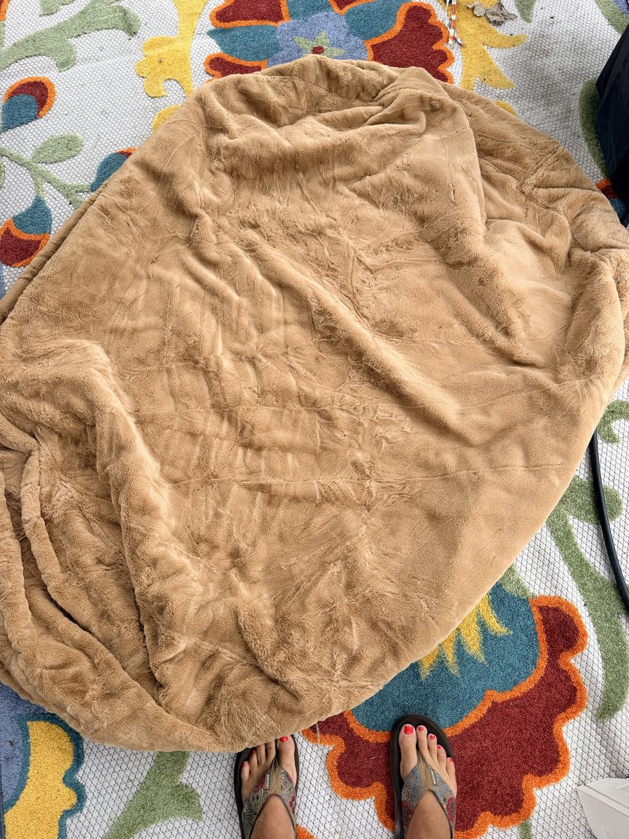 Tan Faux Fur Beanbag Chair Large Lounger Cover