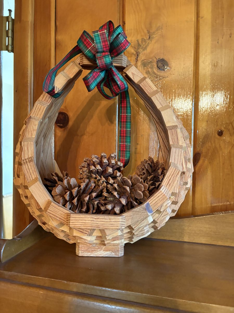 Vintage Geometric Wooden Basket