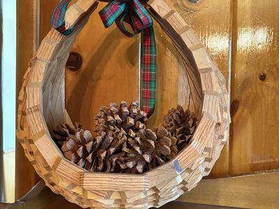 Vintage Geometric Wooden Basket