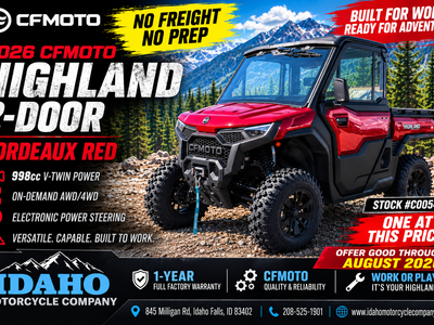 2026 CFMOTO UFORCE U10 Pro Highland No Freight No Prep Charges through August 2026 on this unit only!