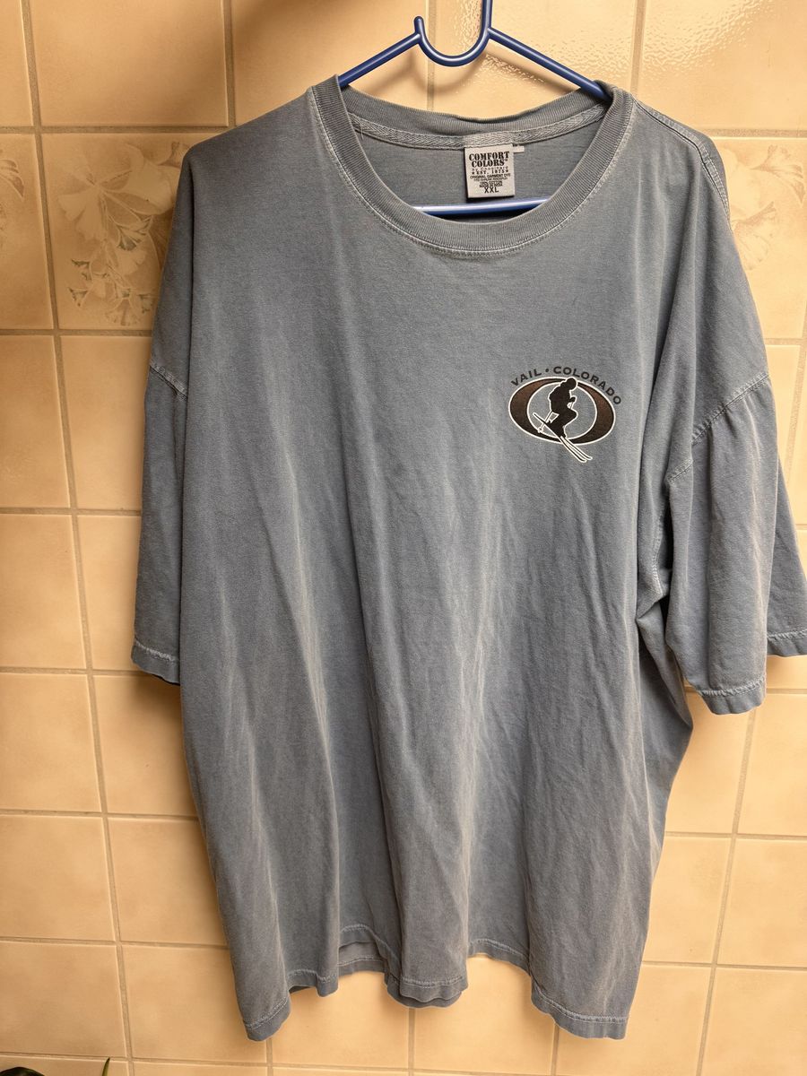 Comfort Colors Vail Colorado Ski Graphic T-Shirt - Blue/Gray, Size XXL