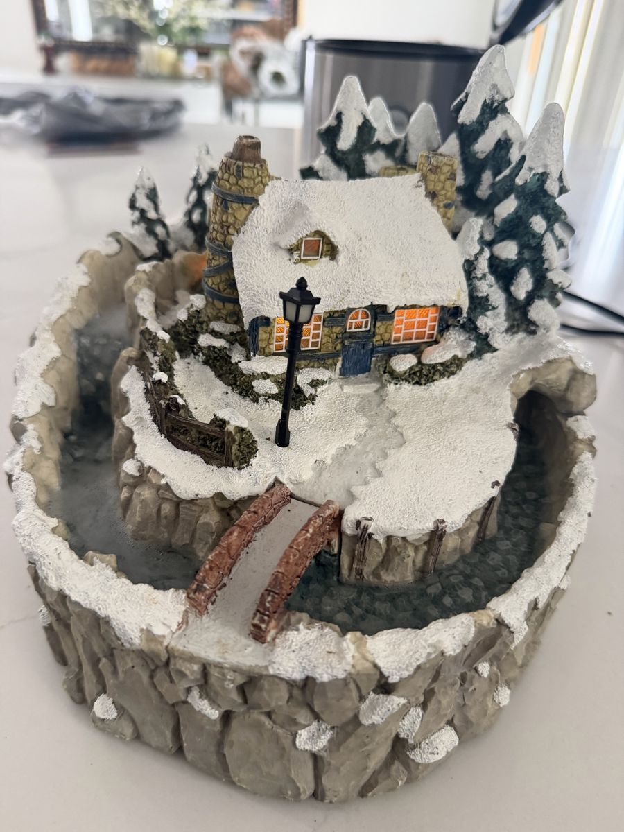 Decorative Light-Up Winter Village Scene Water Fountain