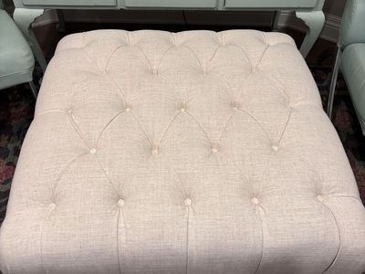 Gorgeous Tufted Linen Ottoman/Coffee Table 36x36x18
