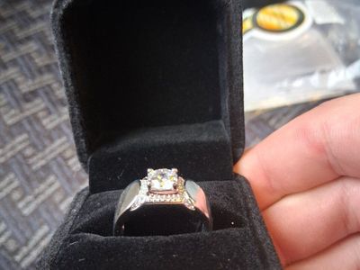 Sterling Silver Moissanite Ring - Round Cut Center Stone, Size 11, sterling silver 925, 1 ct. gemstone