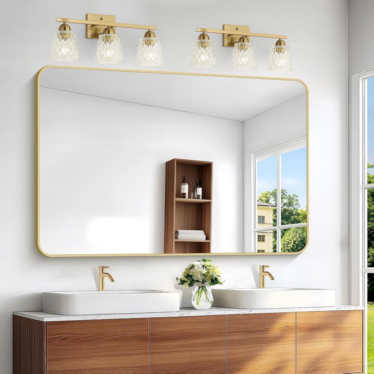Gold Bathroom Mirror, 55x36 inch Wall Mounted