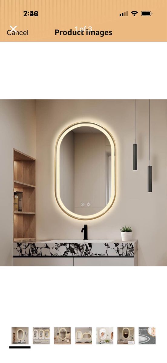 Niccy Oval LED Bathroom Vanity Mirror 32x20" Front/Backlit, Anti-Fog, Shatter-Proof, Black Frame