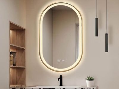 Niccy Oval LED Bathroom Vanity Mirror 32x20" Front/Backlit, Anti-Fog, Shatter-Proof, Black Frame