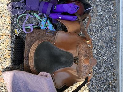 Western saddle & various horse tack