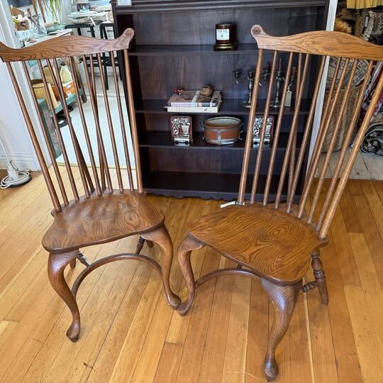 Vintage 1987 Richardson Brothers Oak Wingback Chairs, set of 2