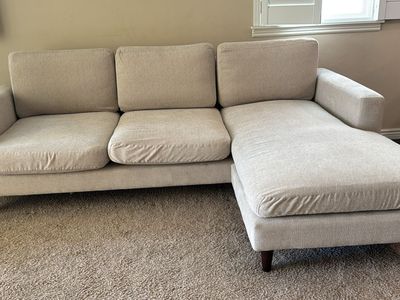 Modern Beige Sectional Sofa with Chaise Lounge