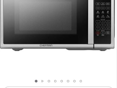 Chefman 0.9 Cu Ft Countertop Microwave Oven, 900 Watts - Stainless Steel brand new still in box