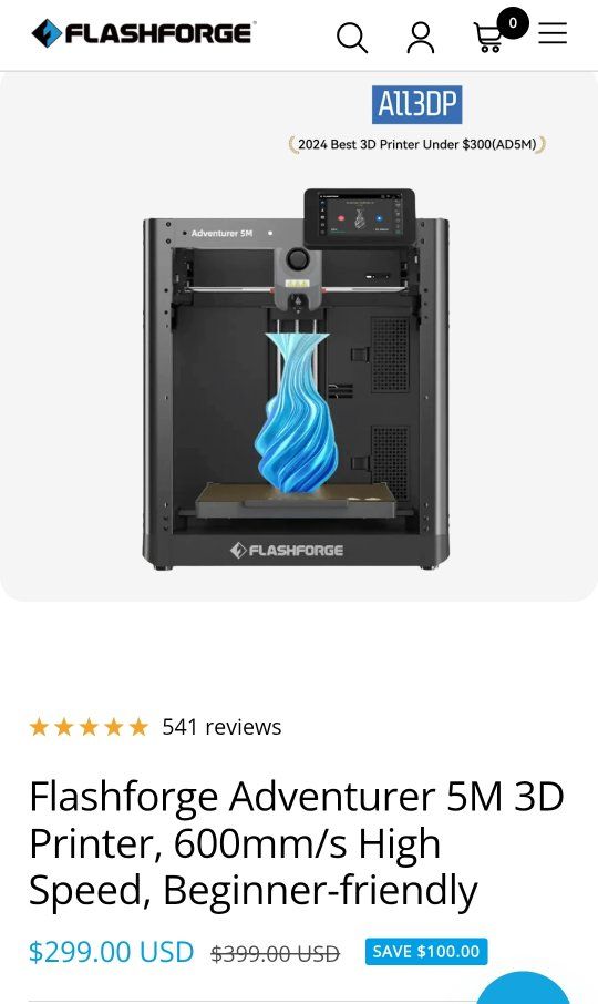 Flashforge Adventurer 5m 3d Printer
