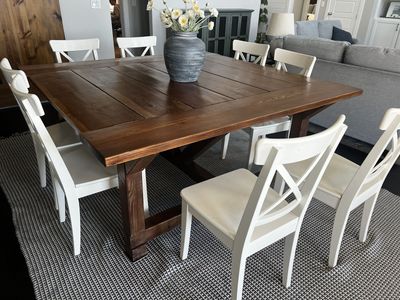 8 IKEA white dining chairs