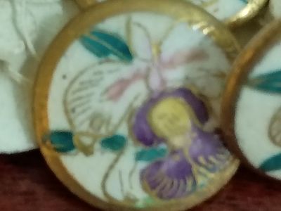 Antique Early 1900s Hand Painted Satsuma Buttons